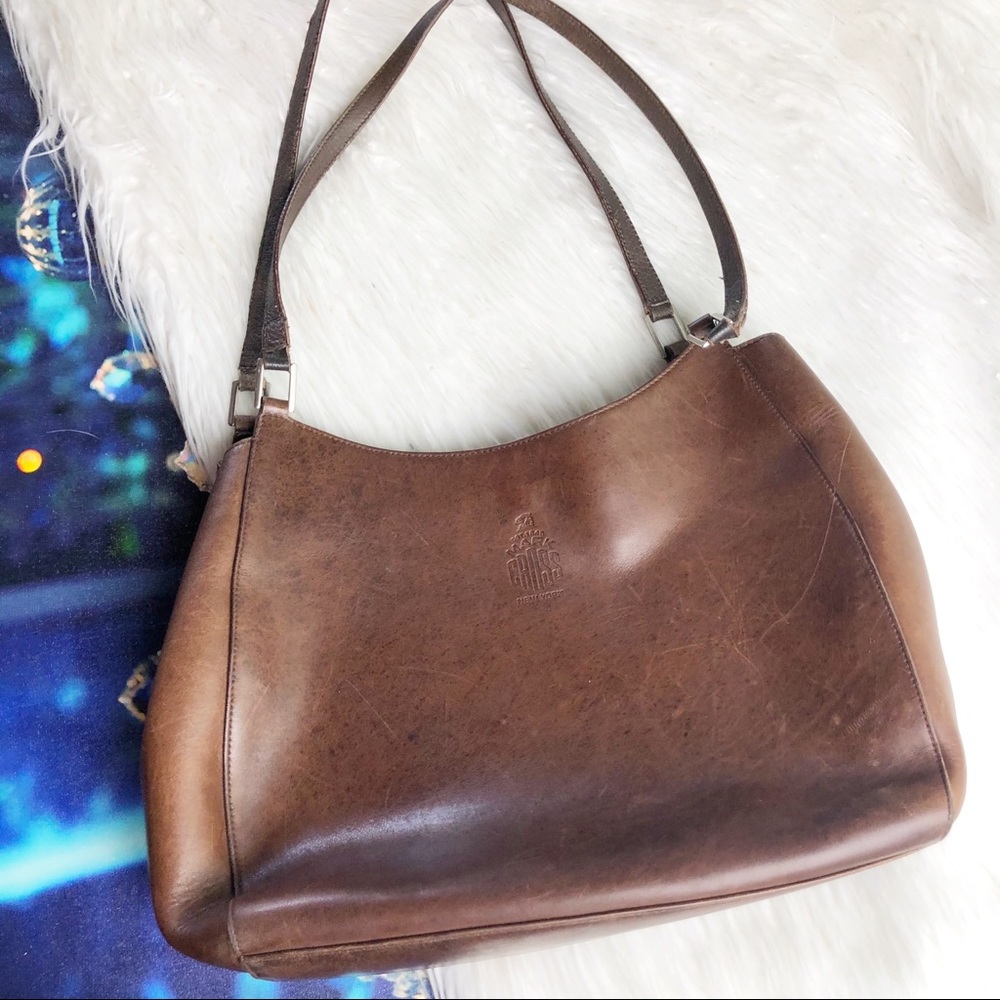 Mark Cross brown leather designer shoulder bag